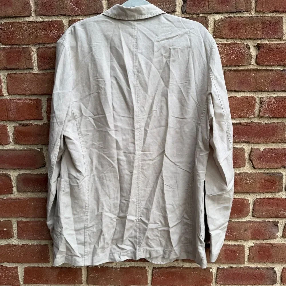 MNG by MANGO $250 Delave Smart Slim Fit Linen Lyocell Blazer Ecru Mens 42 NEW